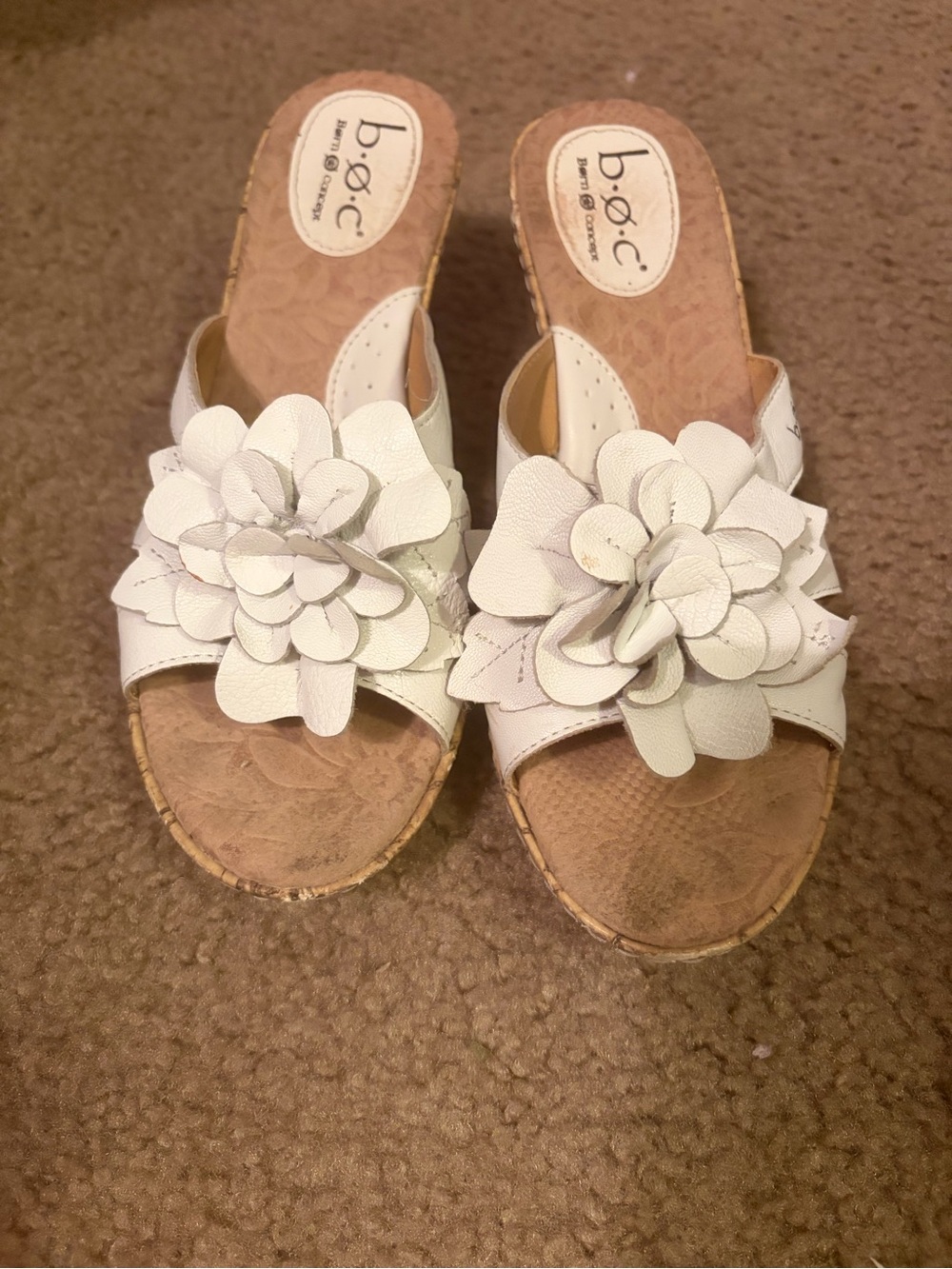 b.o.c. White Floral Slip-On Mules for Women